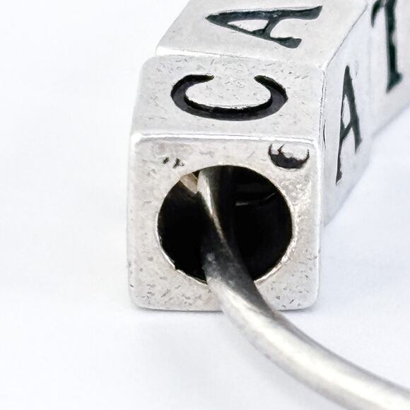 Vintage Sterling Silver 925 Catherine Name Cube Charm Bangle Bracelet 7" - Picture 7 of 10